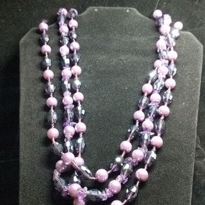 Amethyst, Lavender Faux Pearl/Purple Bead Necklace